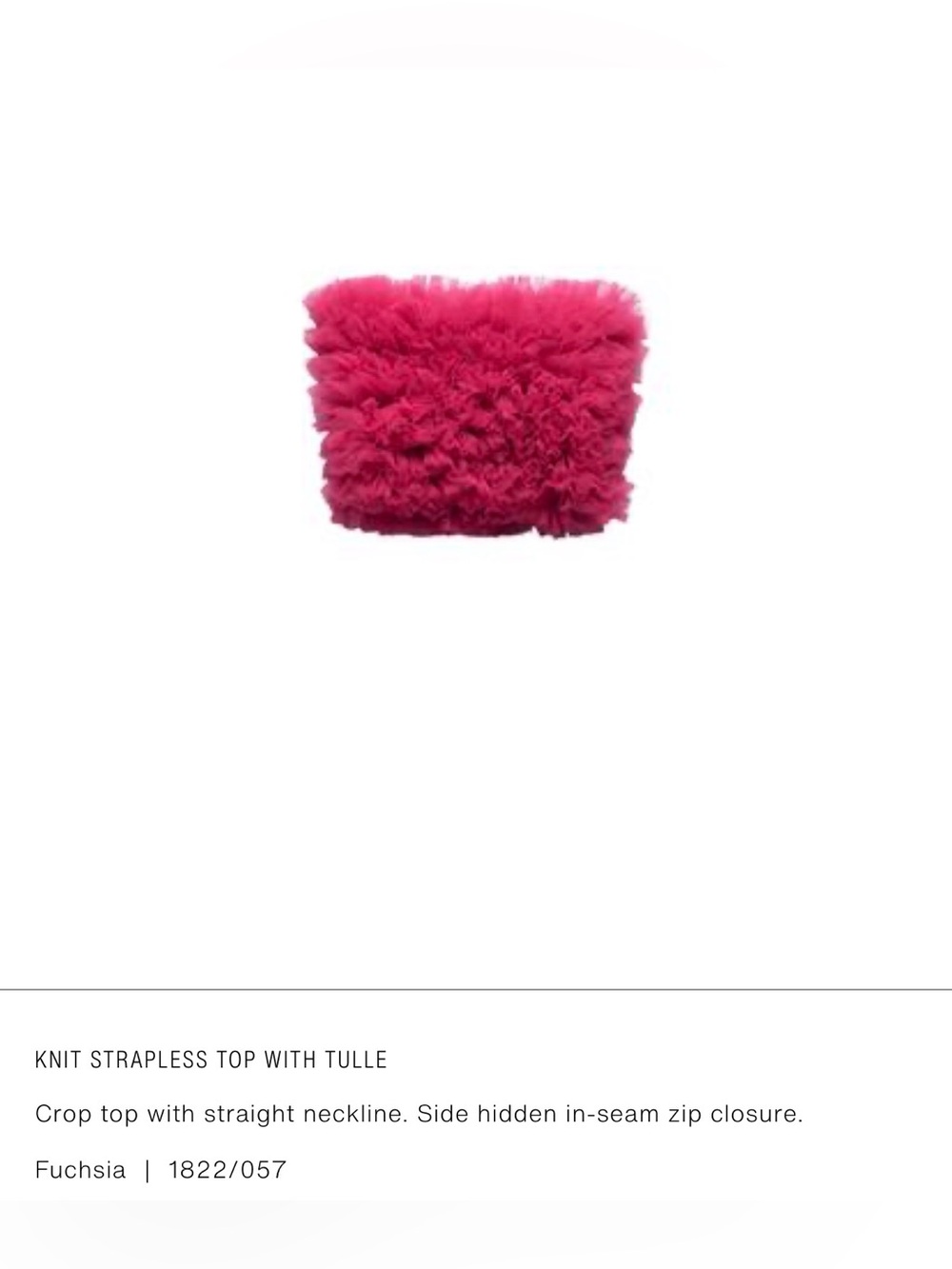 Zara Bright Fuchsia Strapless Ruffle Crop Top